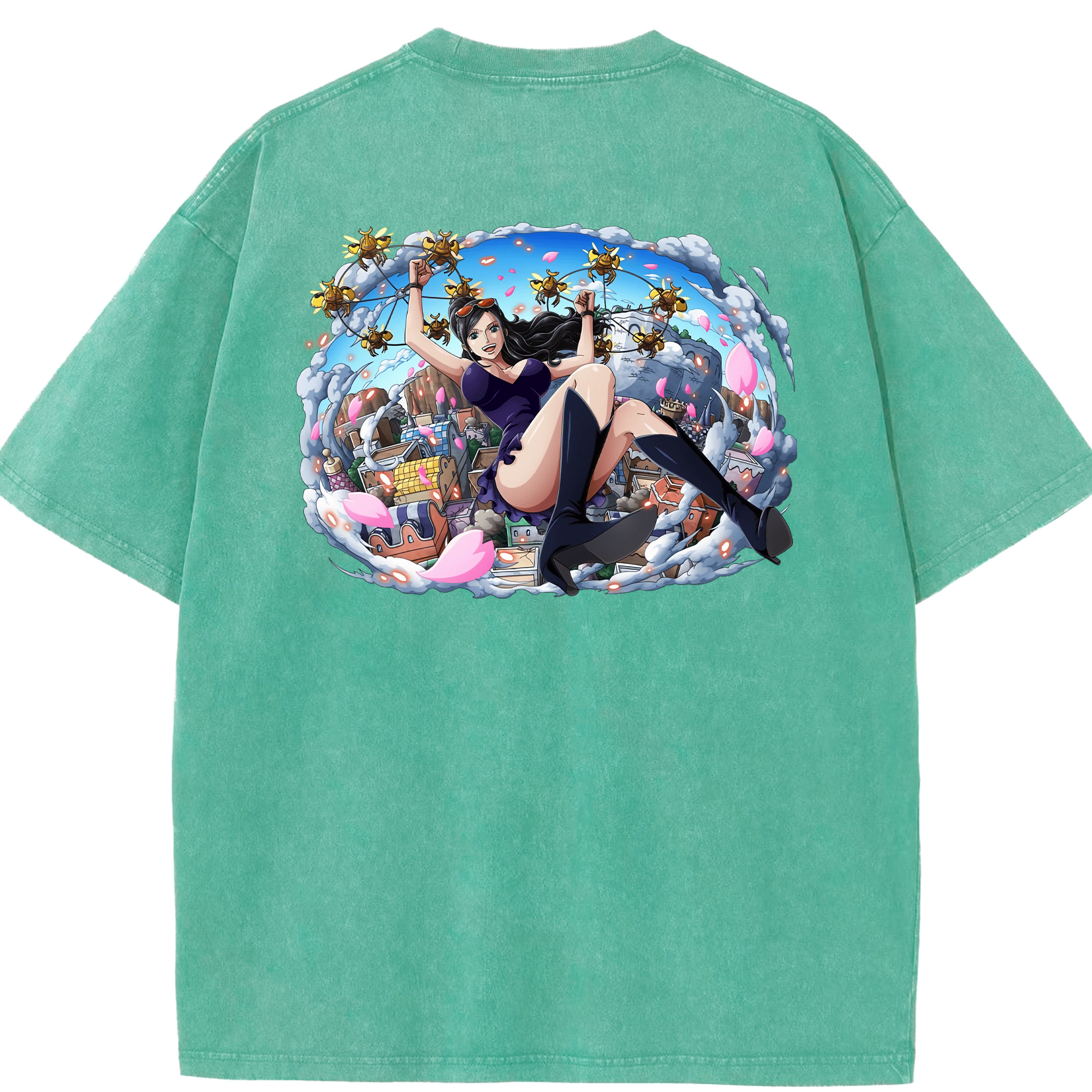 ワンピース ニコ・ロビン ONE PIECE Nico Robin 綿100% ヴィンテージ風 半袖Tシャツ（背面プリント）